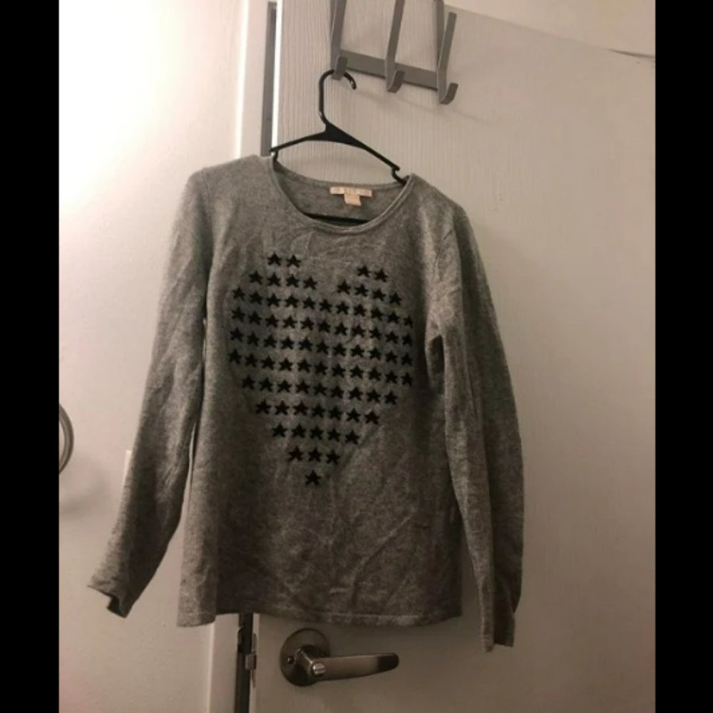 The Cashmere Project Gray Star Heart Sweater Sz S